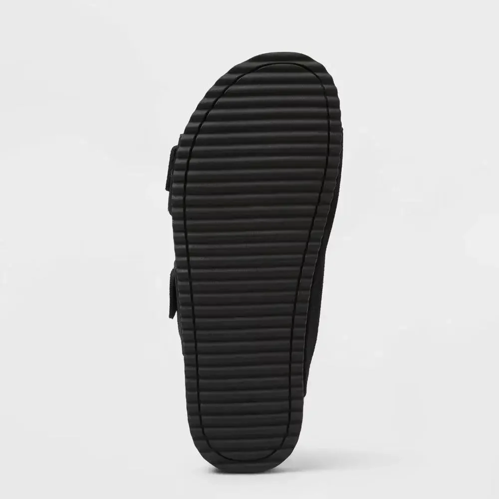 Mens Saul Suede Two Bands Sandals - Goodfellow - Black
